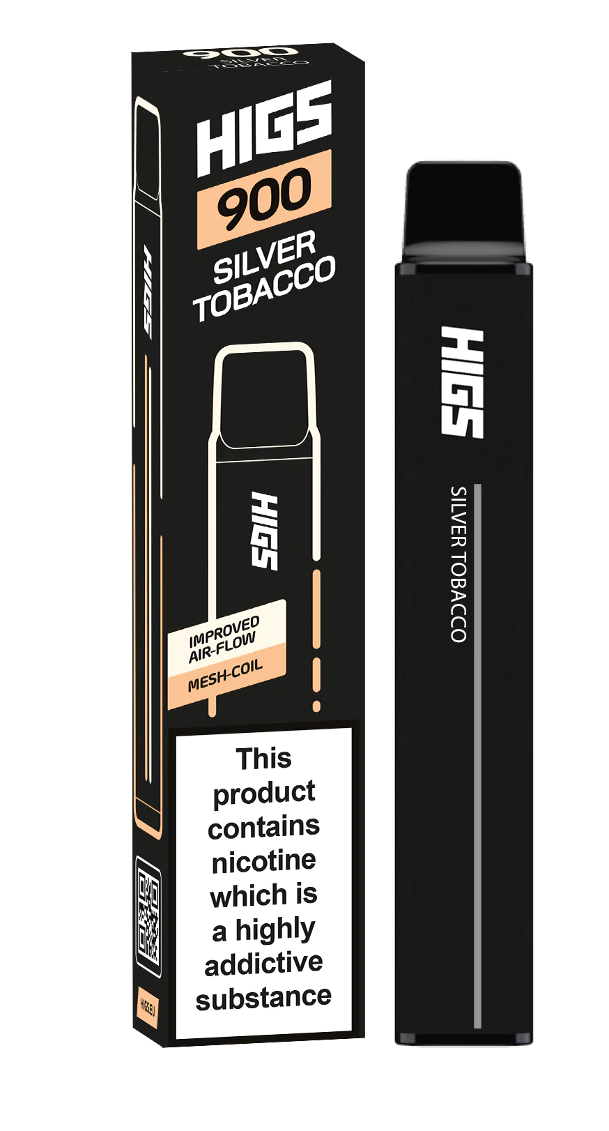 HIGS TOBA Silver Tobacco Mesh coil 20mg 900 puffs disposable vape